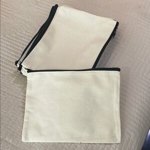 White Canvas Pouches with Black Trim